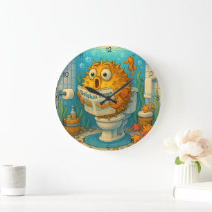 Humorale Puffer in einem Aquatic-Themed Große Wanduhr