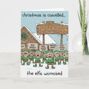 Humorale Weihnachtskarte - Elf-Gewerkschaft Streik Karte