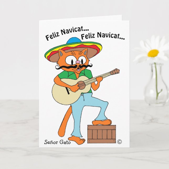 Humorale Weihnachtskarte Senor Gato Meowmas Karte (Kleine Pflanze)