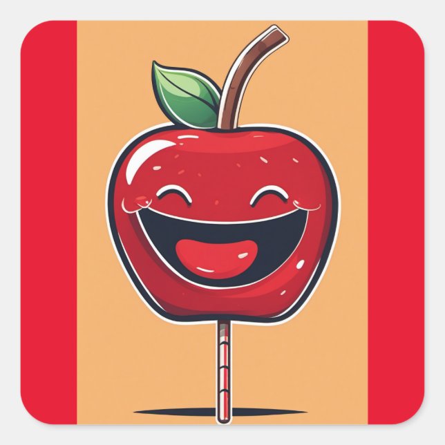 Humoraler Apple Quadratischer Aufkleber (Vorderseite)