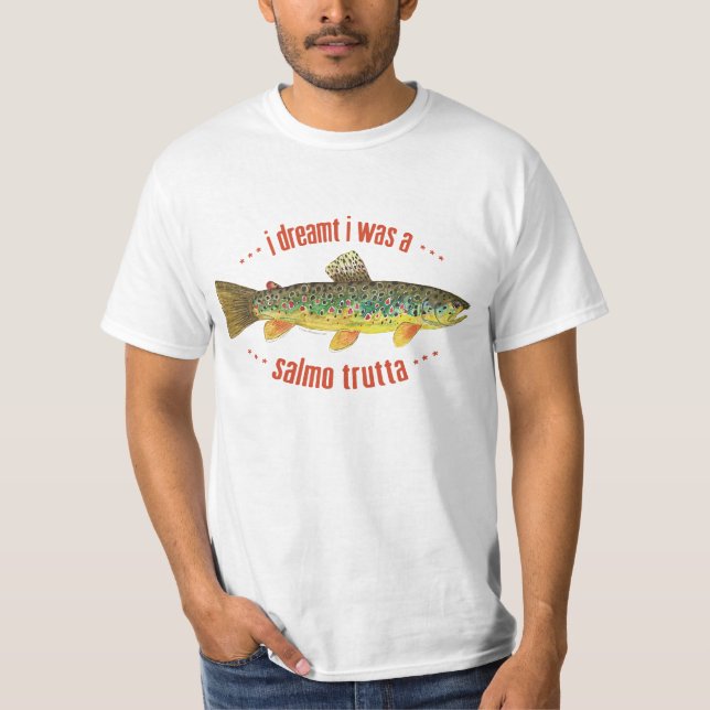 Humoraler Bachforellenfisch, Fischfang T-Shirt (Vorderseite)