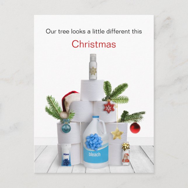 Humoraler Covid Weihnachtsbaum Postkarte (Vorderseite)