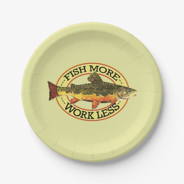 Humoraler Fisch mehr - weniger Forellenfang Pappteller (Vorderseite)