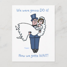 Humoraler Hochzeitstornierungsankündigung Cartoon Ankündigungspostkarte