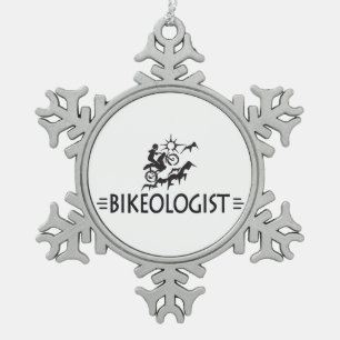 Humorales Mountainbiken Schneeflocken Zinn-Ornament