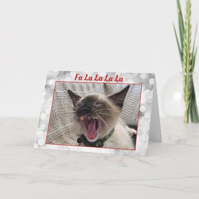 Humorales Singen Siam Kitten Foto Weihnachten (Vorderseite)
