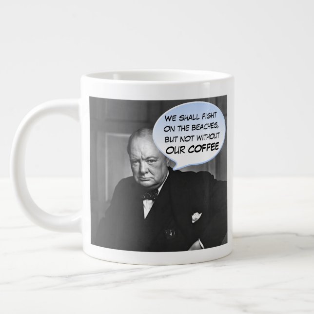 Humorales Winston Churchill-Kaffee-Zitat Jumbo-Tasse (Links)