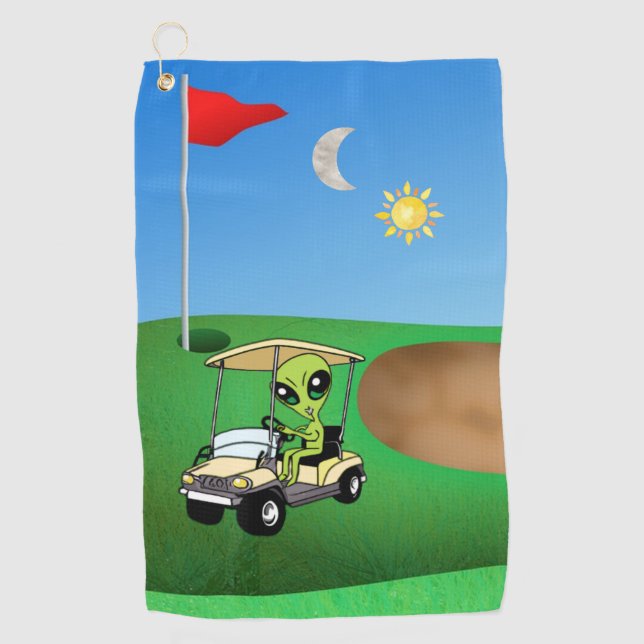 Humore Alien Golfhandtuch (Vorderseite)