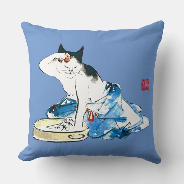 Humore japanische Katzenbäder II Kissen (Vorderseite)