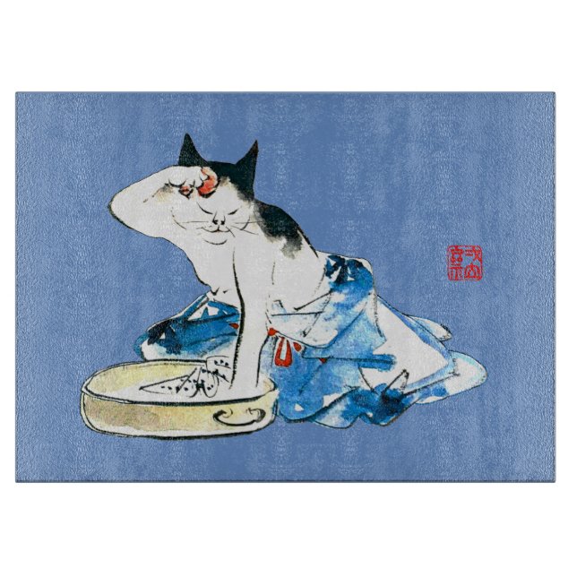 Humore japanische Katzenbäder II Schneidebrett (Vorderseite)