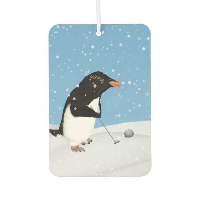 Humore Pinguin Playing Golf Autolufterfrischer (Vorderseite)
