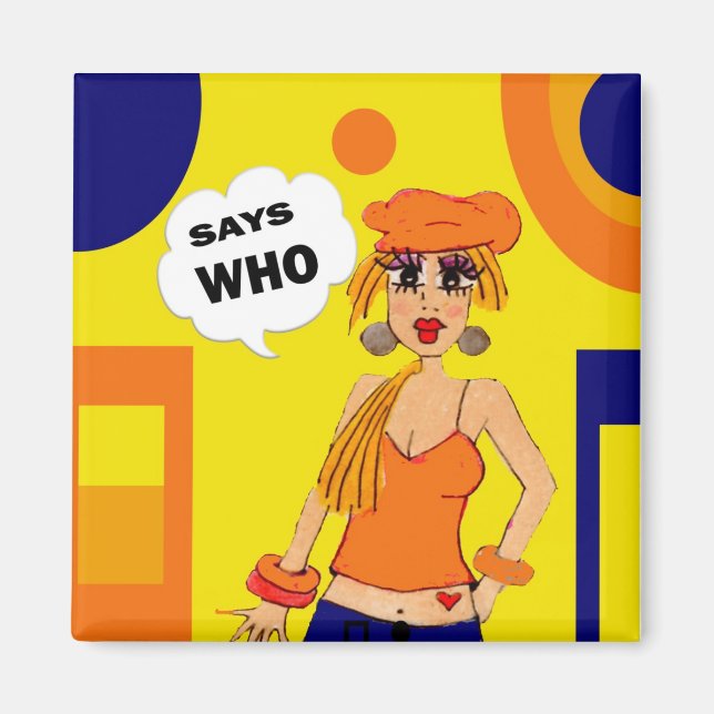 Humorer, Cartoon Girl-Einstellungs-Magnet Magnet (Vorne)