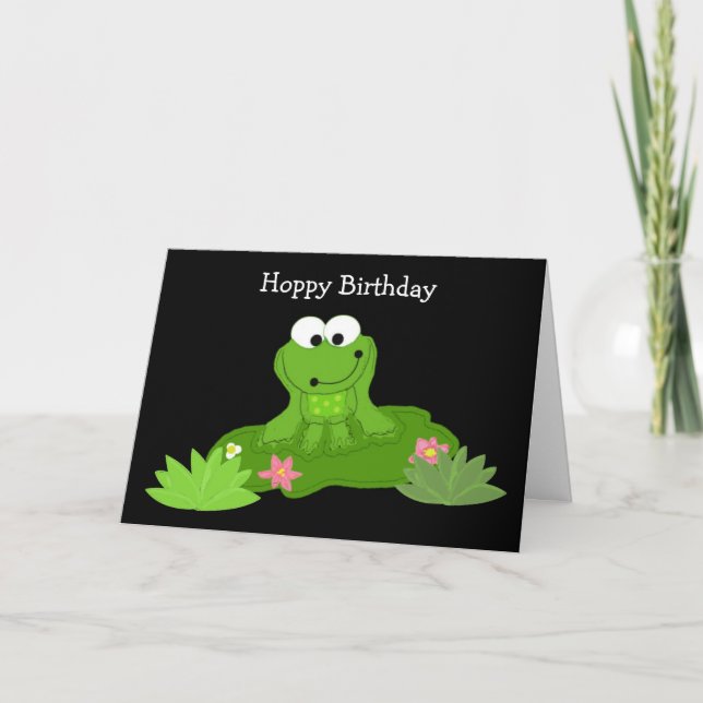 Humorer Frosch auf einem Lily Pad Karte (Vorderseite)