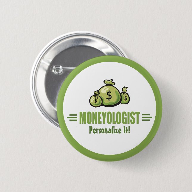 Humorer Geldwäscher-Monologe Banker Gambler Button (Vorne & Hinten)