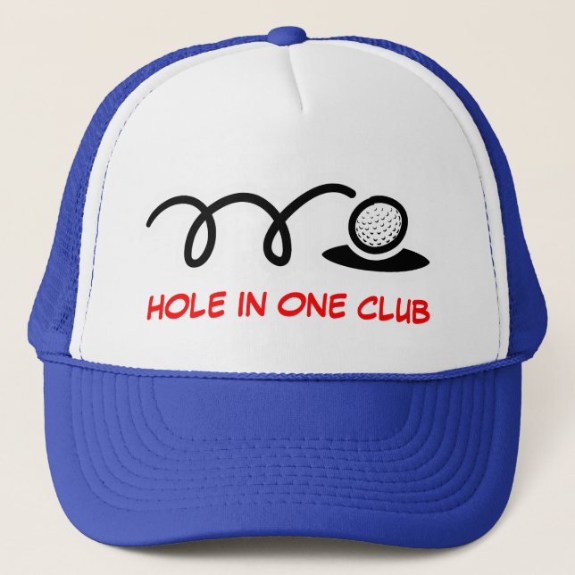 Humorer Golfhut | Loch in einem Club Truckerkappe (Vorderseite)