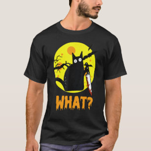 Humorer Halloween Cat Was mörderische schwarze Kat T-Shirt