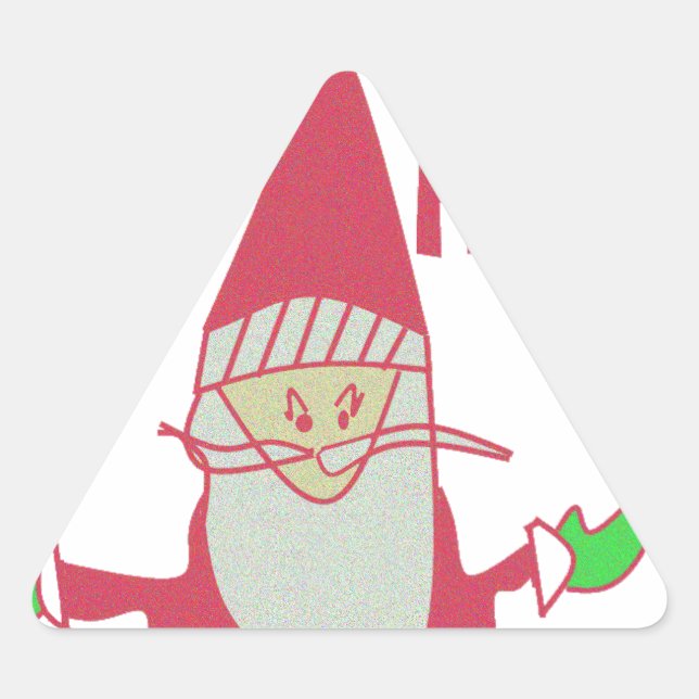 Humorer Weihnachtsmann mit festem Ho Ho Ho Dreieckiger Aufkleber (Vorderseite)
