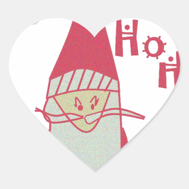 Humorer Weihnachtsmann mit festem Ho Ho Ho Herz-Aufkleber (Vorderseite)