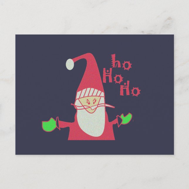 Humorer Weihnachtsmann mit festem Ho Ho Ho Postkarte (Vorderseite)