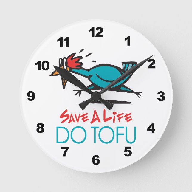 Humoriges Tofu Design Runde Wanduhr (Vorderseite)