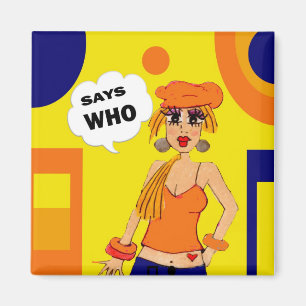 Humoristique, aimant d'attitude de fille de bande