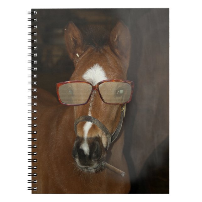 Humoristique Cheval Foie Fumer Cigar Carnet Spiral (Devant)
