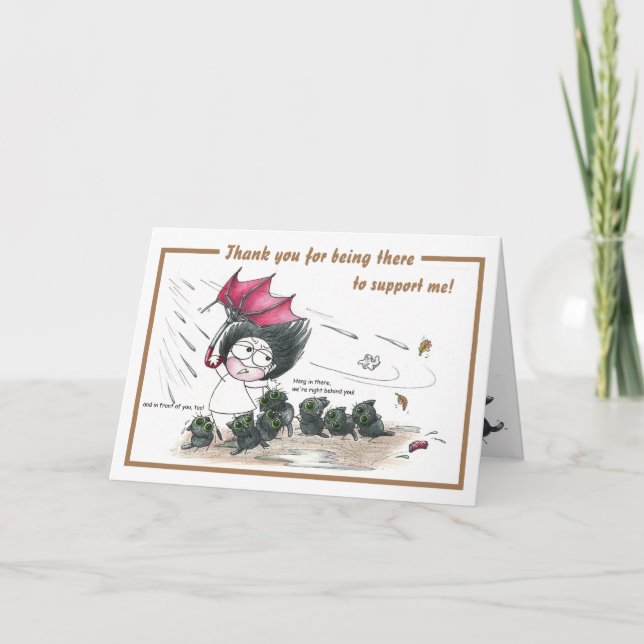 Humorose schwarze Katze Danke Karte (Vorderseite)