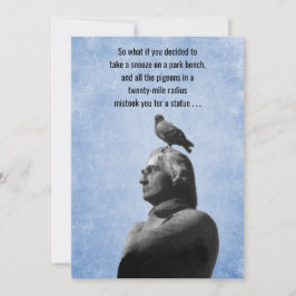 Humorous Get Well statue and pigeons joke Karte