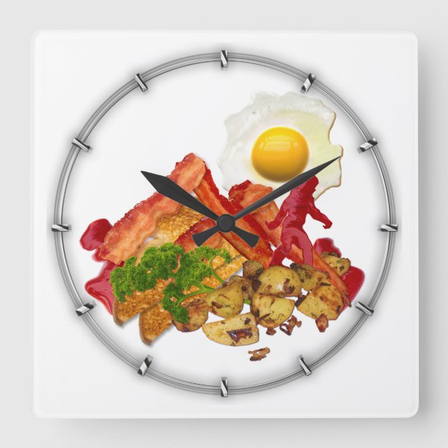 Humorous Ketschup Gone Squatchin for Bacon Quadratische Wanduhr (Vorderseite)