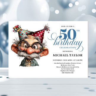 Humorous Man Turning 50 Birthday Celebration Einladung