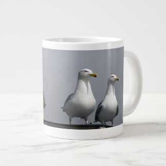 Humorous Mr & Mrs Gully Romantic Seagull Coastal Jumbo-Tasse