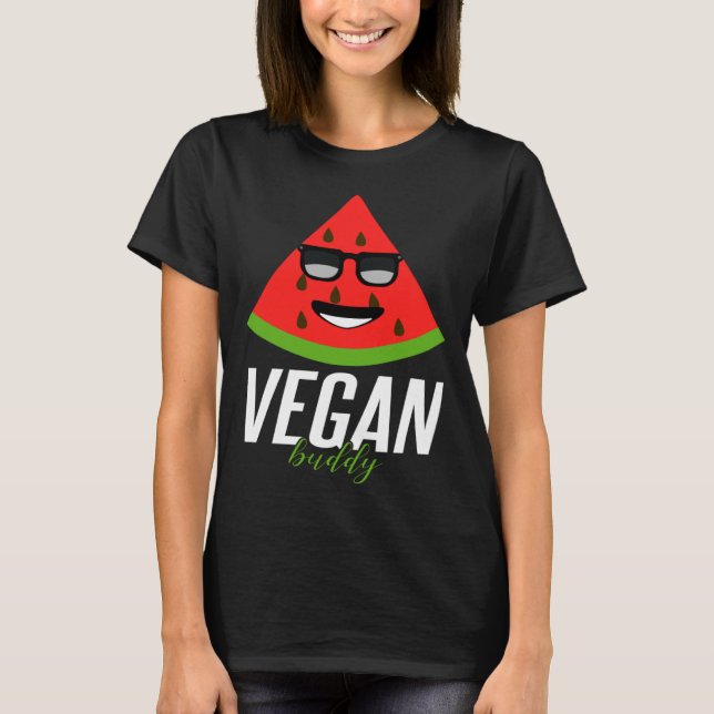 Humorous Vegan Buddy Artwork T-Shirt (Vorderseite)
