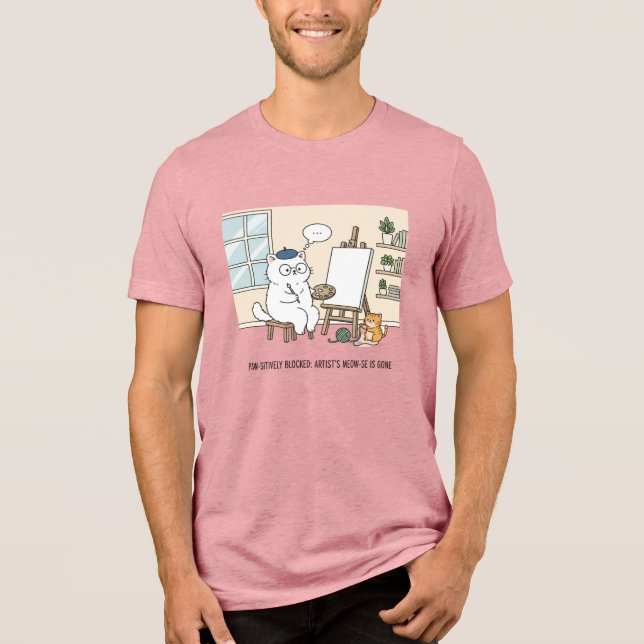 Humorous White Cat Artist Muse Art Studio Design Tri-Blend Shirt (Vorderseite)