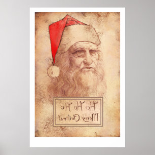 Humors Leonardo da Vinci als Santa Poster