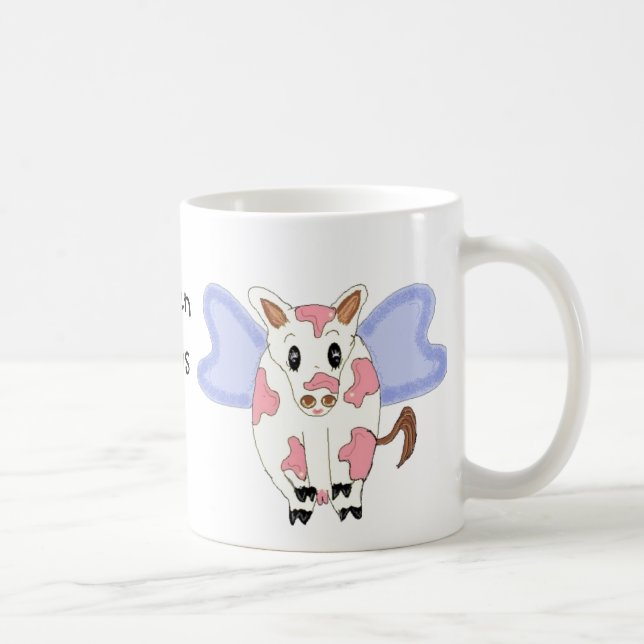 Humorvoll wenn Kühe fliegen Kaffeetasse (Rechts)