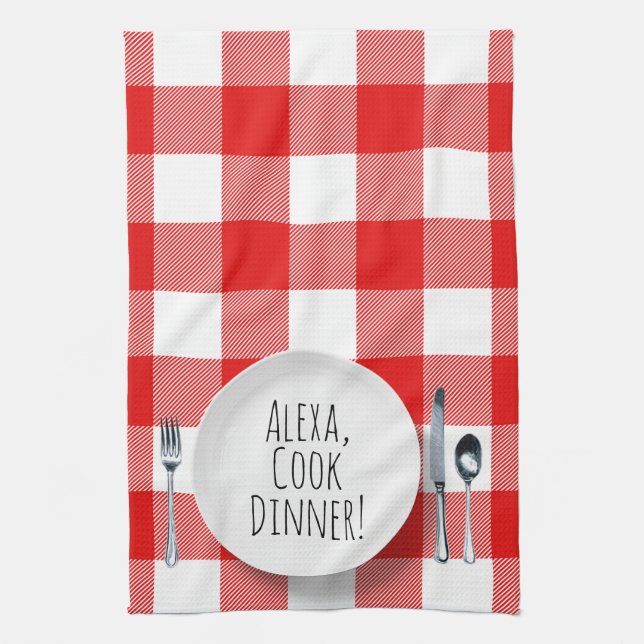 humorvolle Alexa Command zum Essen Geschirrtuch (Vertikal)