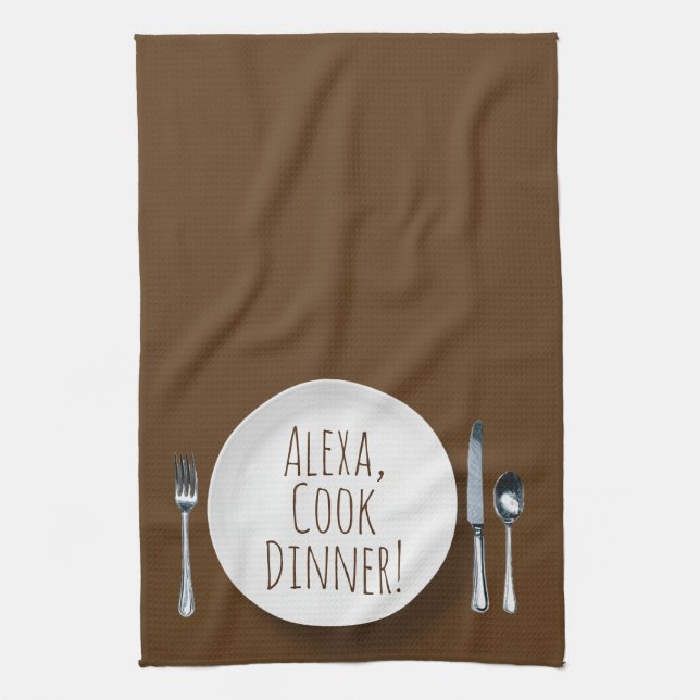 humorvolle Alexa Command zum Essen Geschirrtuch (Vertikal)