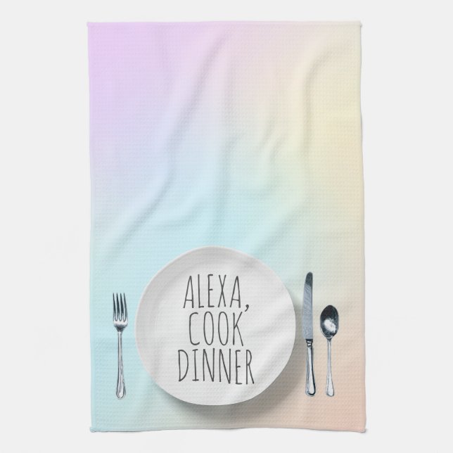 humorvolle Alexa Command zum Essen Geschirrtuch (Vertikal)