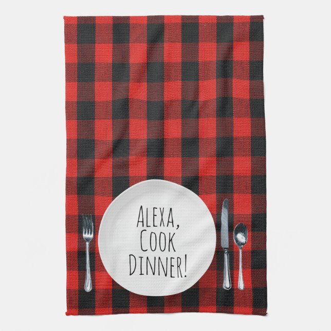 humorvolle Alexa Command zum Essen Geschirrtuch (Vertikal)