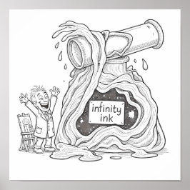 Humorvolle Cartoon Infinity Ink Decoupage Linienku Poster