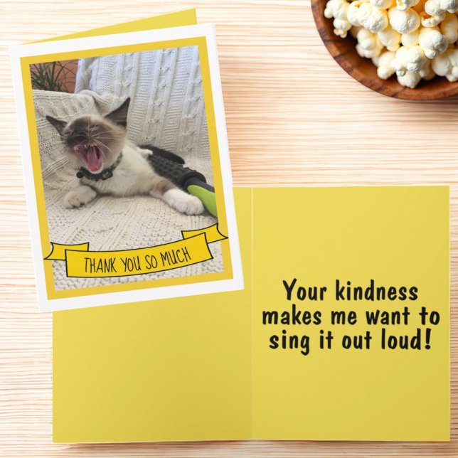 Humorvolle Dankeschön so viel Siam Kitten Foto Dankeskarte (Folded greeting card thank you template cover & inside)