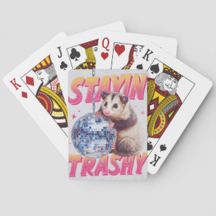 Humorvolle Disco-Opossum-Typografie-Grafik Spielkarten