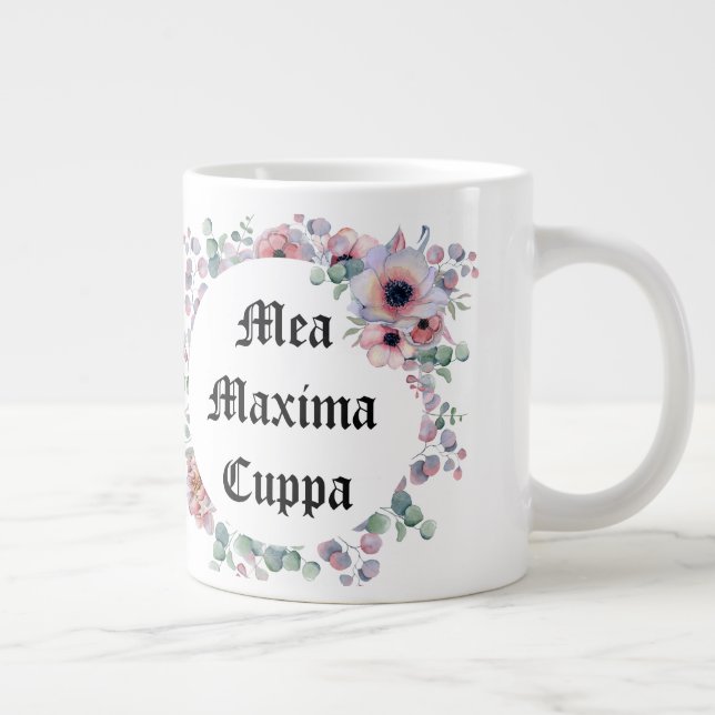 Humorvolle florale katholische Mea Maxima Cuppa 20 Jumbo-Tasse (Rechts)