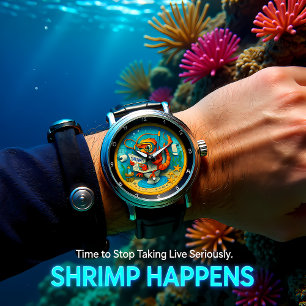 Humorvolle Garnelen-Badezimmer-Uhr Armbanduhr