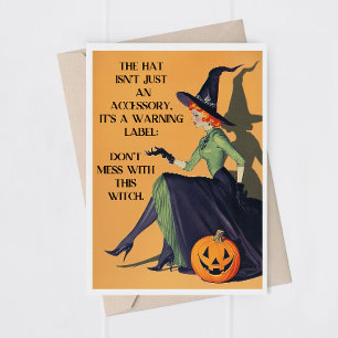 Humorvolle Halloween-Hexen-Grußkarte für Erwachsen Dankeskarte