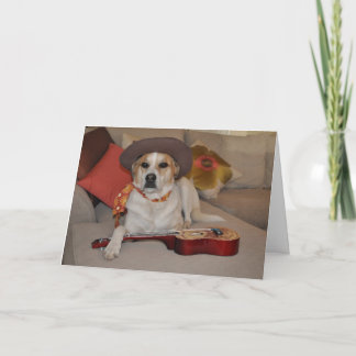 Humorvolle Karte mit Foto des Hundes im Cowboyhut