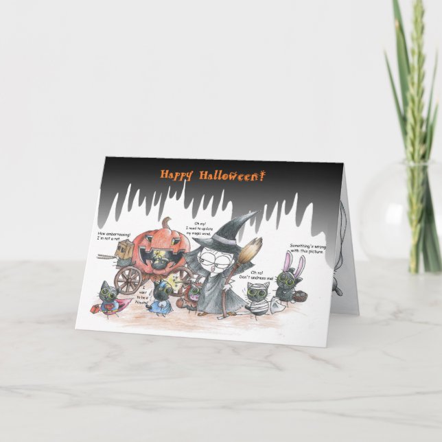 humorvolle Katze Halloween-Karte Karte (Vorderseite)
