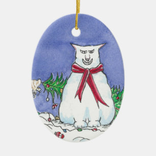 Humorvolle Katzen-Weihnachtsverzierung Keramikornament