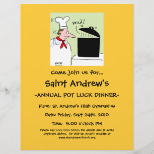 Humorvolle Koch-Cartoon-Restaurant-Wohltätigkeitsb Flyer