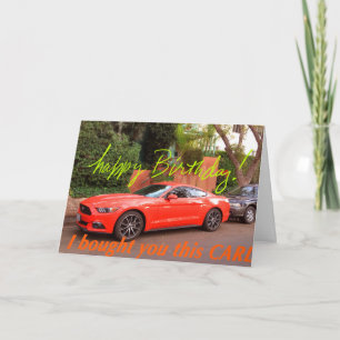 Humorvolle orange Auto-Geburtstags-Karte Karte